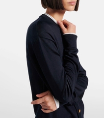 CDG 100% wool viền trắng khuy vàng
