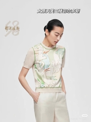 Áo len lụa ERDOS họa tiết animal len cải lụa