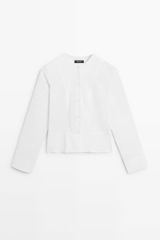 Áo sơ mi MASSIMO DUTTI poplin phối chi tiết cổ áo