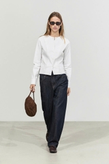 Áo sơ mi MASSIMO DUTTI poplin phối chi tiết cổ áo