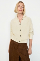 Áo khoác cardigan MASSIMO DUTTI dệt kim cổ lọ 100% cotton