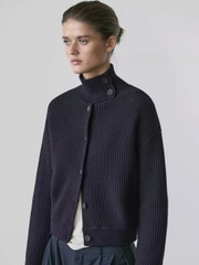 Áo khoác cardigan MASSIMO DUTTI dệt kim cổ lọ 100% cotton