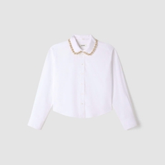 ÁO SƠ MI SANDRO CỔ BẺ EMA JEWEL MÀU TRẮNG