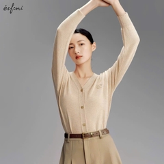 Áo khoác len ENIFI màu  cát cháy khuy vàng 45% wool 30% cashmere