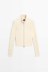 Áo khoác cardigan MASSIMO DUTTI dệt kiểu Purl từ 100% cotton