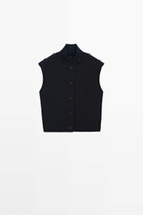 Áo gile MASSIMO DUTTI dệt kim cổ cao 100% cotton