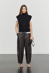 Áo gile MASSIMO DUTTI dệt kim cổ cao 100% cotton
