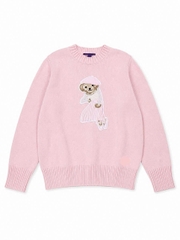 Áo len Polo Bear gấu mặc váy xếp ly màu hồng