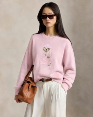 Áo len Polo Bear gấu mặc váy xếp ly màu hồng