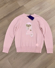 Áo len Polo Bear gấu mặc váy xếp ly màu hồng