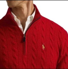 Áo len POLO RL cổ kéo khóa ¼ kiểu dệt cáp