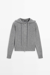 ÁO KHOÁC LEN MASSIMO DUTTI CÓ MŨ TRÙM ĐẦU, CHẤT LIỆU PHA LEN