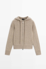 ÁO KHOÁC LEN MASSIMO DUTTI CÓ MŨ TRÙM ĐẦU, CHẤT LIỆU PHA LEN