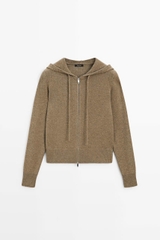 ÁO KHOÁC LEN MASSIMO DUTTI CÓ MŨ TRÙM ĐẦU, CHẤT LIỆU PHA LEN