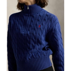 Áo len POLO RL cổ kéo khóa nửa thân bằng len cashmere dệt kim
