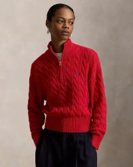 Áo len POLO RL cổ kéo khóa nửa thân bằng len cashmere dệt kim