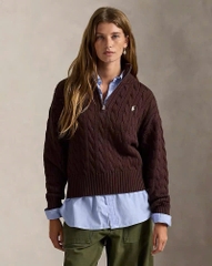 Áo len POLO RL cổ kéo khóa nửa thân bằng len cashmere dệt kim