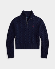 Áo len POLO RL cổ kéo khóa nửa thân bằng len cashmere dệt kim