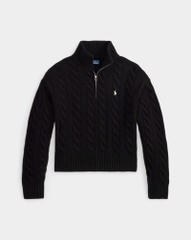 Áo len POLO RL cổ kéo khóa nửa thân bằng len cashmere dệt kim