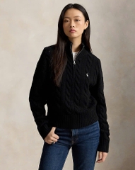 Áo len POLO RL cổ kéo khóa nửa thân bằng len cashmere dệt kim