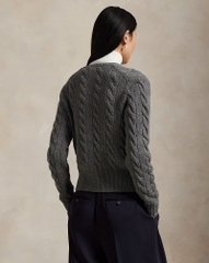Áo khoác cardigan POLO RL len cashmere đan kiểu cáp