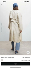 Áo trendcoat MNG khaki linen dáng dài