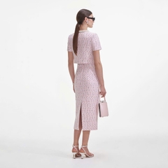 CHÂN VÁY MIDI ĐÍNH NGỌC TRAI HỒNG BOUCLE