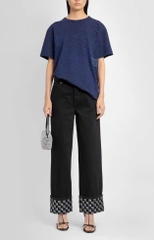 Quần denim AlexanderWang gập gấu chữ dáng xuông