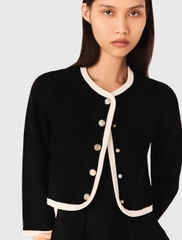 Áo cardigan cổ tròn viền trắng