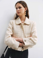 Áo dạ tweed Sandro trắng