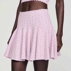 SET ÁO CROP TOP DỆT KIM ĐÍNH ĐÁ CHÂN VÁY DỆT KIM NGẮN ĐÍNH ĐÁ