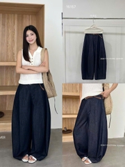 Quần suông khaki cạp cao ly trước