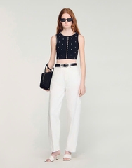 ÁO CROPTOP DỆT KIM THÊU ĐÍNH ĐÁ QUÝ