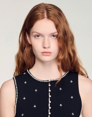 ÁO CROPTOP DỆT KIM THÊU ĐÍNH ĐÁ QUÝ