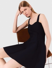 Váy len Maje navy 2 dây hoạt tiết dập nổi