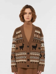 Áo khoác len dệt jacquard bằng len và alpaca