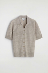ÁO SƠ MI NGẮN TAY BẰNG VẢI LINEN-MERINO DỆT