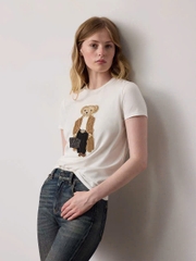 Áo thun cotton hình gấu Polo mùa thu