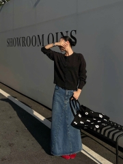 Chân váy denim midi LEVIS PREMIUM xanh nhạt