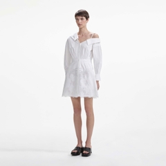 Váy ngắn viền ren cotton trắng