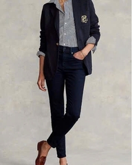 Blazer Polo 100% cotton 1 khuy huy hiệu PRL 2 màu