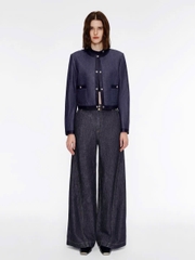 Quần denim Karl - Largerfeld suông cạp cao màu chàm
