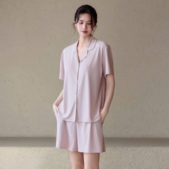Set PIJAMA thun lạnh LA PERLA quần đùi áo ngắn tay