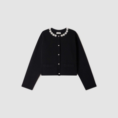 ÁO CARDIGAN SANDRO CỔ HOA ĐÍNH NGỌC TRAI