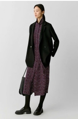 Coat dạ ép ICICLE màu đencổ bẻ dáng lửng