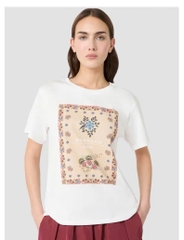 Tshirt MaxMara họa tiết vuông hoa lá