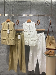 Set linen Áo sats nách cổ trụ 4 túi  Quần suông TTOO VOIUS
