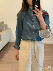 Sơ mi nam POLO denim logo thêu