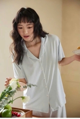 Set PIJAMA thun lạnh LA PERLA quần đùi áo ngắn tay