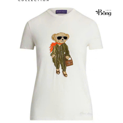 Áo thun cotton hình gấu Polo phi công